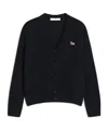 Maison Kitsuné Classic V-neck Cardigan With Button-down Front And Embroidered Logo In Black
