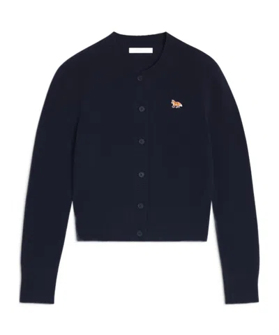 Maison Kitsuné Embroidered-logo Cardigans In Black