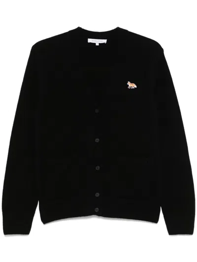Maison Kitsuné Baby Fox-patch Cardigan In Black