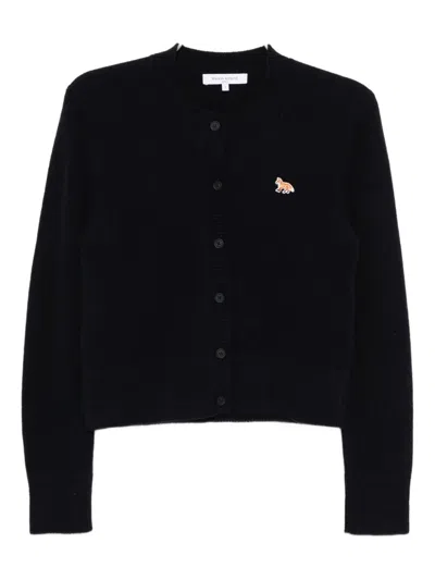 Maison Kitsuné Baby Fox Patch Fitted Cardigan In Blue