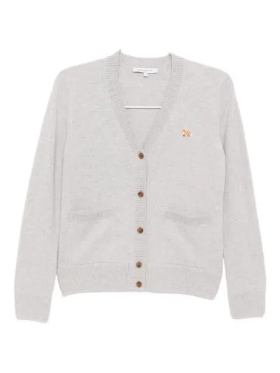 Maison Kitsuné Baby Fox Patch Cardigan In Gray