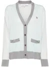 Maison Kitsuné Baby Fox Patch Color Block Cardigan In Green