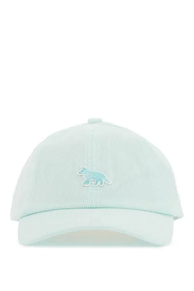 Maison Kitsuné Baby Fox Patch Corduroy Cap In Blue