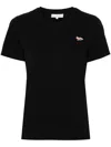 Maison Kitsuné Black Crewneck T-shirt With Baby Fox Logo Patch On The Front In Cotton Woman