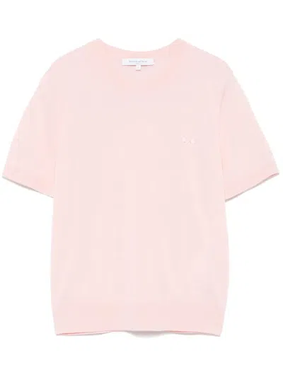 Maison Kitsuné Baby Fox-patch Knitted T-shirt In Pink