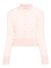 Maison Kitsuné Baby Fox Patch Pleated Ribbed Cardigan In Pink