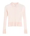 Maison Kitsuné Baby Fox Patch Pleated Ribbed Cardigan In Porcelain Pink