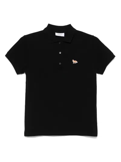 Maison Kitsuné Baby Fox Cotton Polo Shirt In Black