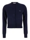 Maison Kitsuné Baby Fox Patch Regular Cardigan In Blue