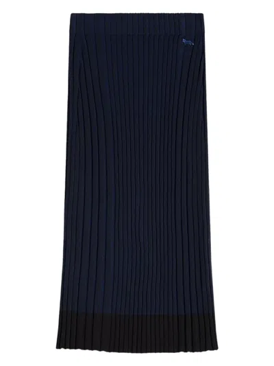 Maison Kitsuné Baby Fox-patch Ribbed Skirt In Blue