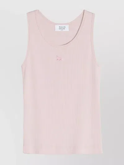 Maison Kitsuné Baby Fox Patch Ribbed Tank Top In Pink