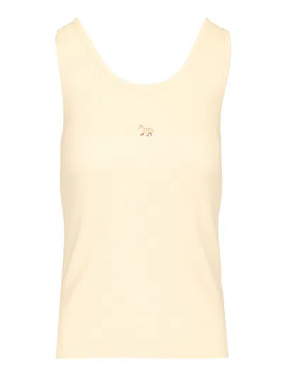 Maison Kitsuné Baby Fox Patch Ribbed Tank Top In Grey