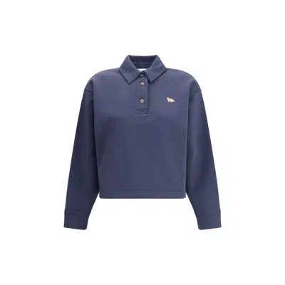 Maison Kitsuné Baby Fox Polo Sweatshirt In Blue