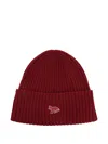 Maison Kitsuné Baby Fox Ribbed Beanie Hat In Red