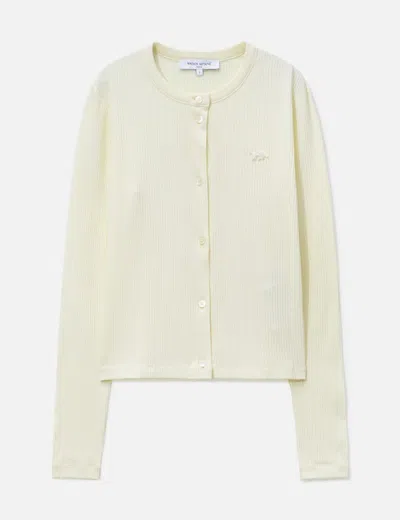 Maison Kitsuné Baby Fox Ribbed Cardigan In Yellow