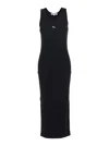 Maison Kitsuné Black Baby Fox Ribbed Tank Midi Dress In Black