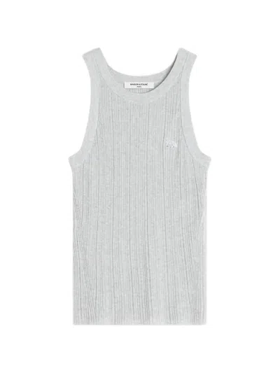 Maison Kitsuné Baby Fox Ribbed Tank Top In Gray