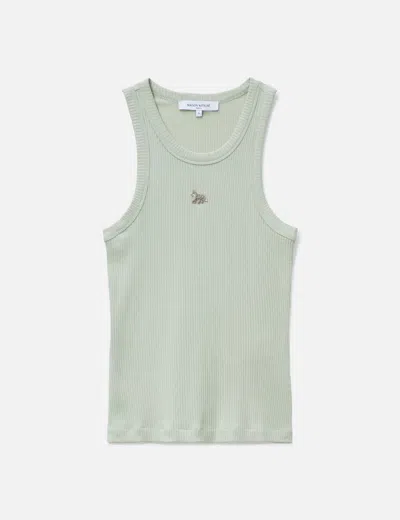 Maison Kitsuné Baby Fox Ribbed Tank Top In Green