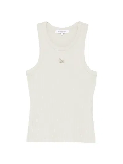 Maison Kitsuné Baby Fox Ribbed Tank Top In Metallic