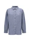 Maison Kitsuné Cotton Shirt With Buttoned-cuff Sleeves And Side Slits In Blue
