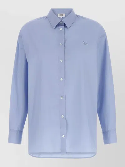 Maison Kitsuné Baby Fox Shirt Long Sleeves Buttoned Cuffs In Blue