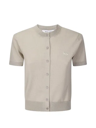 Maison Kitsuné Baby Fox Short-sleeve Cardigan In Neutral