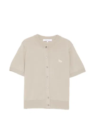 Maison Kitsuné Baby Fox Short-sleeve Cardigan In Neutral