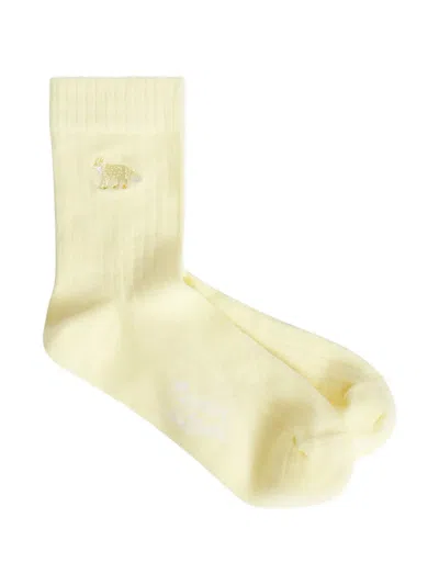 Maison Kitsuné Baby Fox Socks In Yellow