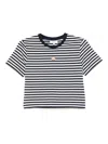 Maison Kitsuné Baby Fox-embroidered Striped Cropped Top In Blue