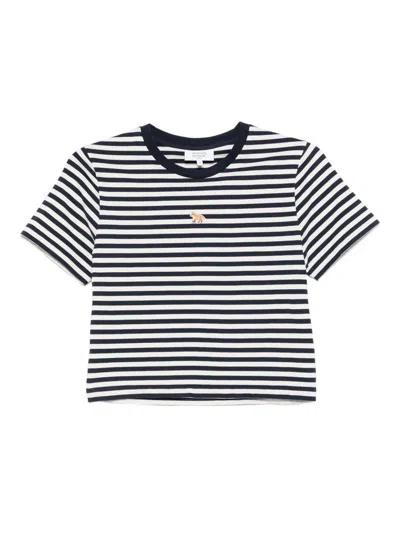 MAISON KITSUNÉ MAISON KITSUNE' BABY FOX STRIPED COTTON T-SHIRT