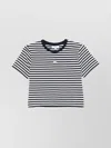 Maison Kitsuné Baby Fox-embroidered Striped Cropped Top In Multi