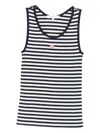 Maison Kitsuné Striped Cotton Sleeveless Top With Round Neck In White