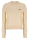 Maison Kitsuné Beige Sweater With Baby Fox Logo Patch On The Front In Wool Woman In Neutral