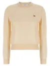 Maison Kitsuné Beige Sweater With Baby Fox Logo Patch On The Front In Wool Woman In Neutral
