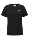 Maison Kitsuné Black Crewneck T-shirt With Baby Fox Logo Patch On The Front In Cotton Woman