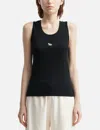 Maison Kitsuné Black Top With Ribbed Design And Baby Fox Embroidered On The Front In Cotton Woman In Black