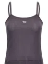 Maison Kitsuné Ribbed Texture Spaghetti Straps Top In Blau