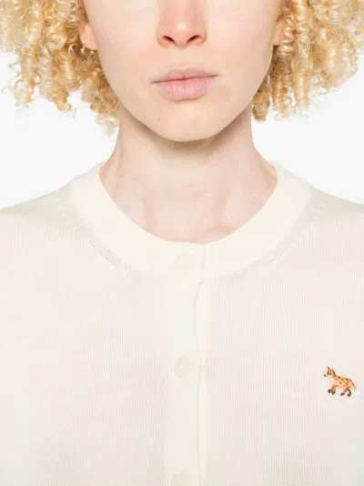 Maison Kitsuné Baby Fox Wool Cardigan In Neutral