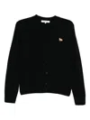Maison Kitsuné V-neck Long Sleeve Wool Cardigan In Black
