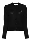 Maison Kitsuné Baby Fox Wool Cardigan In Black