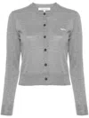 Maison Kitsuné Cropped Wool Cardigan With Ribbed Cuffs And Hem In Grey