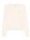 Maison Kitsuné Baby Fox Embroidered Merino-wool Sweater In Neutral