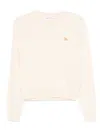Maison Kitsuné Baby Fox Embroidered Merino-wool Sweater In Pink
