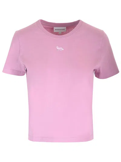 Maison Kitsuné Short-sleeved T-shirt With Baby Fox Logo In Pink