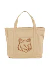 Maison Kitsuné Fox Head Embroidered Large Tote Bag In Nude