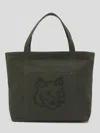 Maison Kitsuné Fox Head Mini Tote-tu Nd Maison Kitsune Female In Rangergreen
