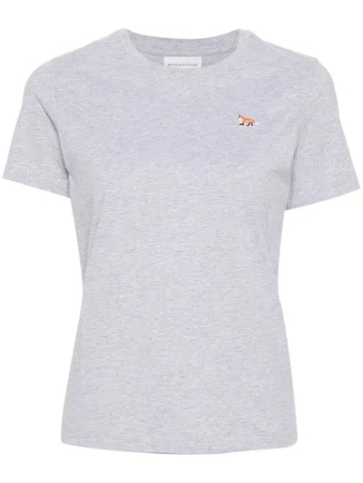 Maison Kitsuné Bavy Fox Cotton T-shirt In Grey