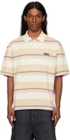 Maison Kitsuné Multicolor Oversize Polo Shirt With Logo Patch On The Front And All-over Striped Motif In Multi