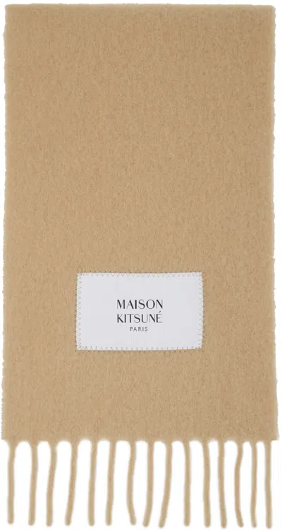 Maison Kitsuné Beige Baby Alpaca Scarf In P242 Chamomile