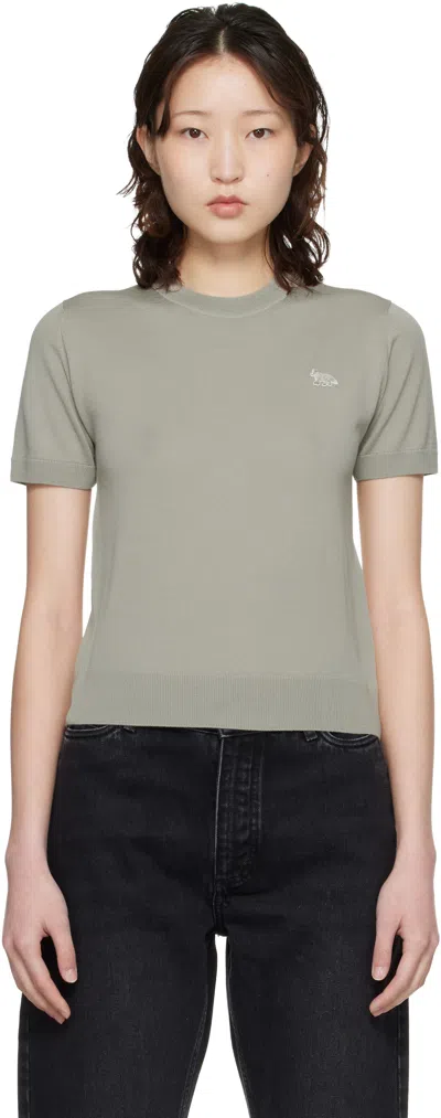 Maison Kitsuné Beige Baby Fox Fine Merino Sweater In Green